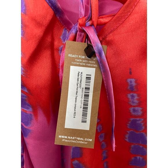 NWT Nasty girl petite tie-dye cross back satin jumpsuit size 4￼/ cruise wear - Picture 7 of 8